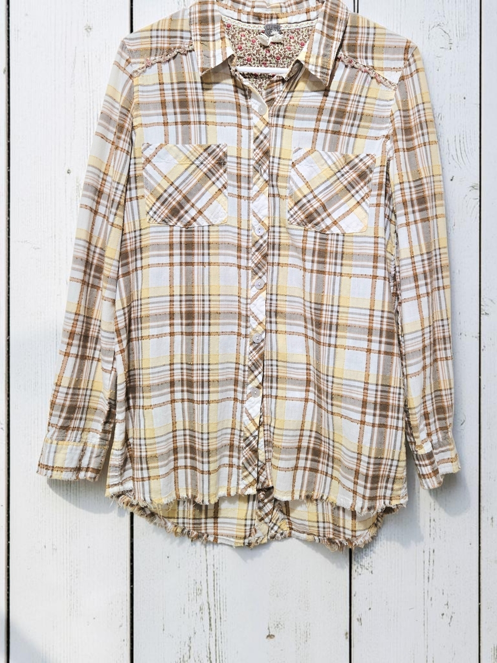 We The Free Free People Park Ranger Plaid Shirt Snap Back Tunic Boho Med